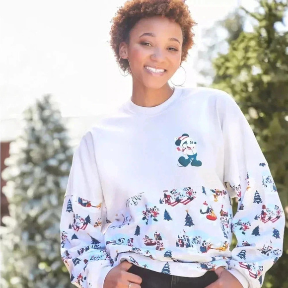 Disney Tops - Disney 2021 Holiday Mickey and Friends Snow  Much Fun Spirit Jersey